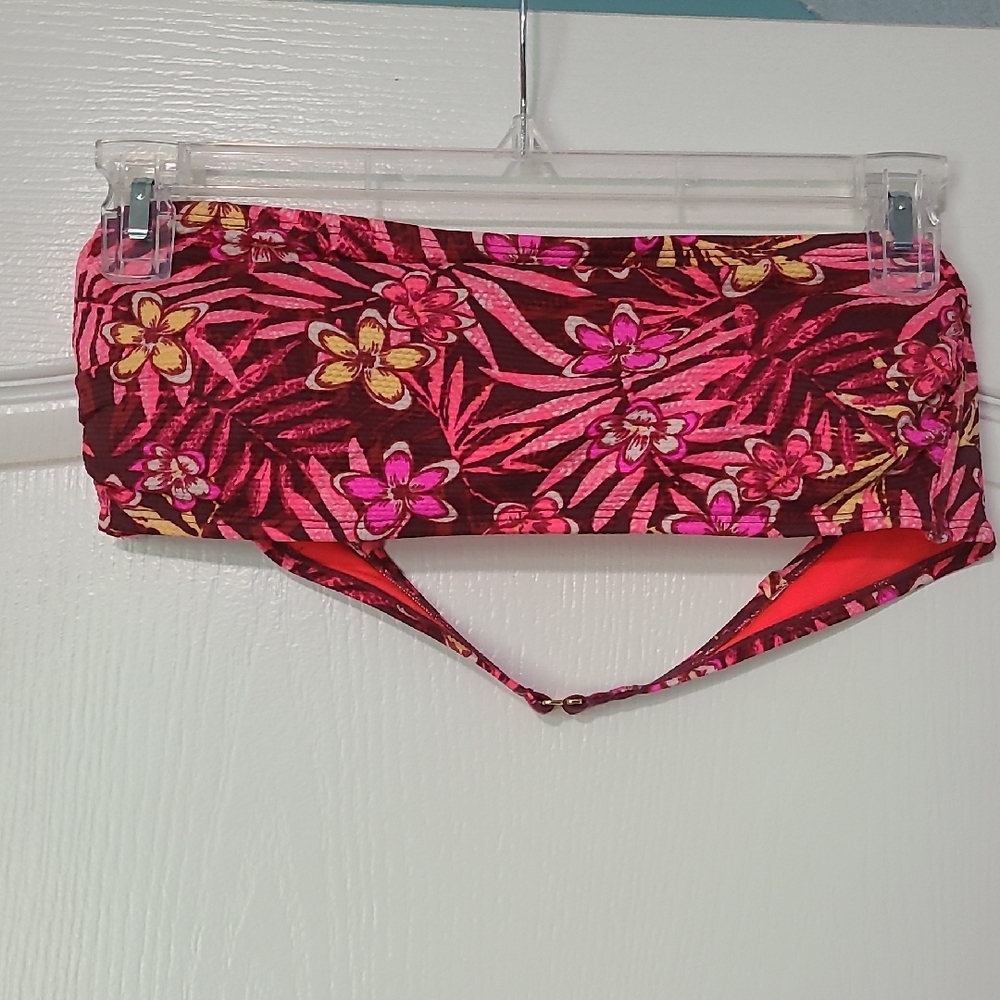 Xhilaration Pink and Brown Floral Bandeau Top